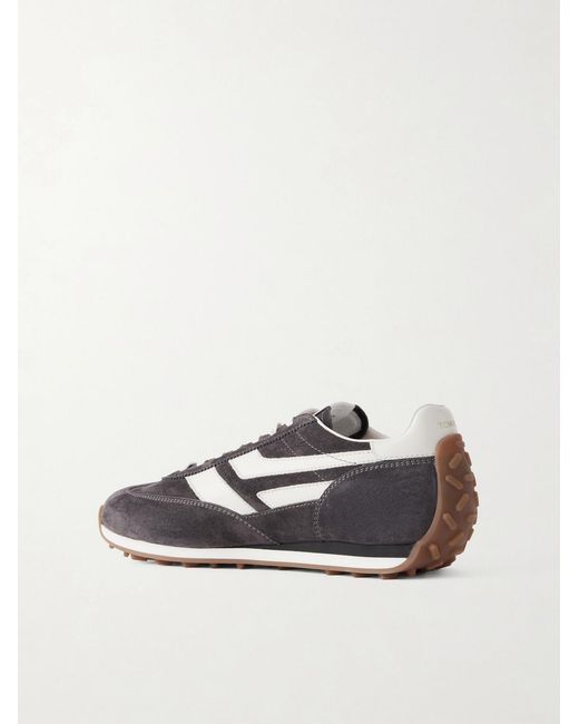 Tom Ford White Mick Leather-Trimmed Suede Sneakers for men