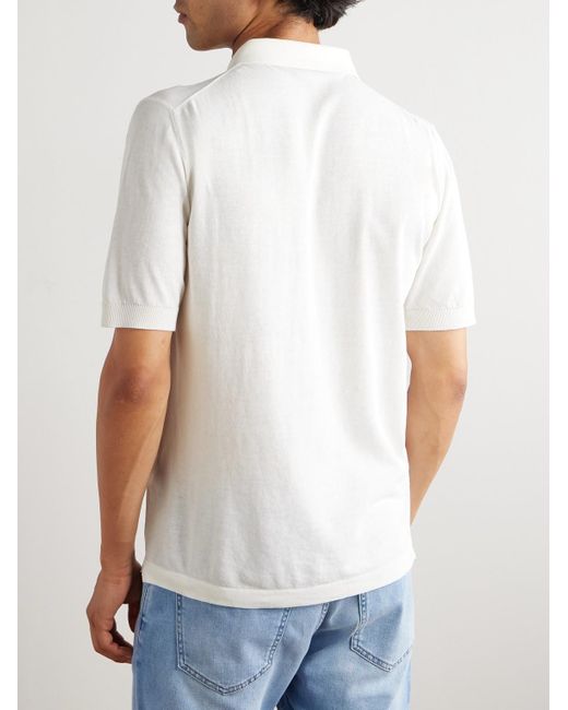 Eleventy White Garment-Dyed Cotton Polo Shirt for men