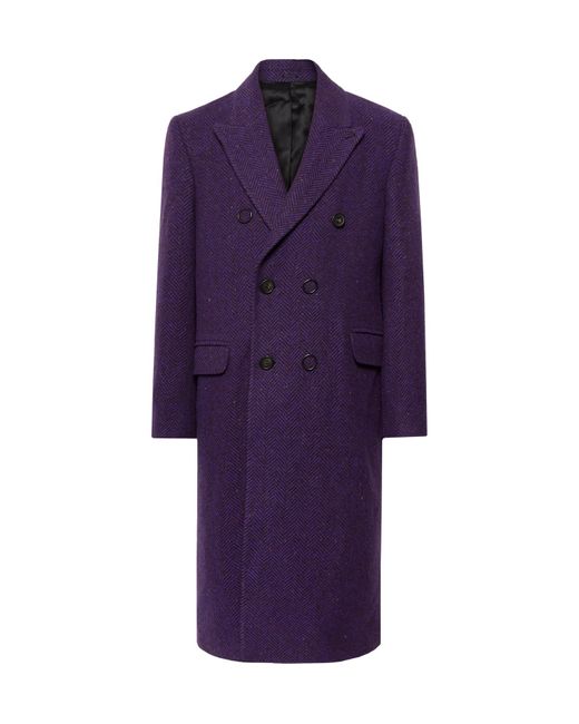 Acne Purple Onslow Double-breasted Herringbone Wool-blend Overcoat for men
