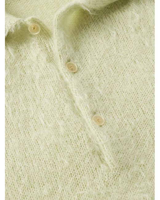 Auralee Yellow Brushed Mohair And Wool-Blend Polo Sweater for men