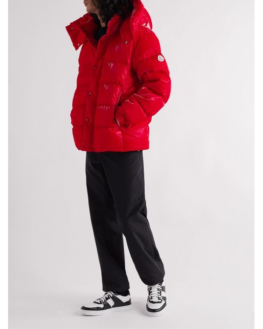 Moncler Red Verdon Quilted Coated Nylon-Ripstop Down Hooded Jacket for men