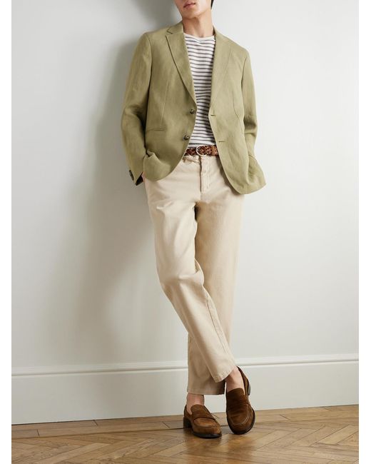 Orlebar Brown Green Garret Unstructured Linen Suit Jacket for men