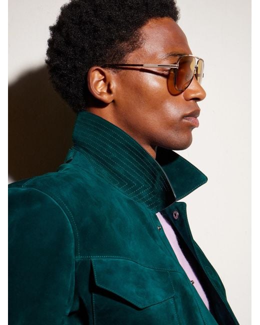 Tom Ford Metallic Rupert-02 Aviator-frame Metal Sunglasses for men
