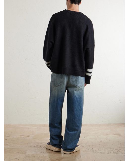NAHMIAS Blue Dolphin Dreams Logo-Embroidered Cotton And Wool-Blend Sweater for men