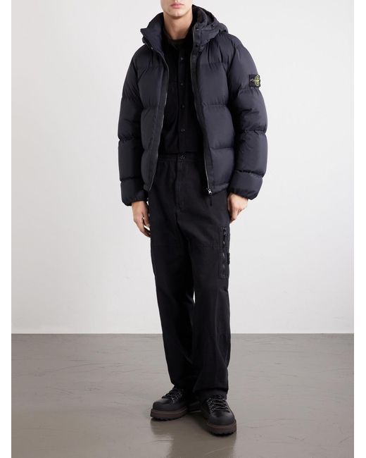 Stone Island Blue Padded Quilted Cordura Ripstop Hooded Down Jacket for men