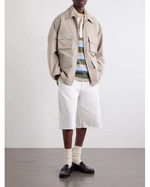 AMI White Wide-Leg Denim Shorts for men