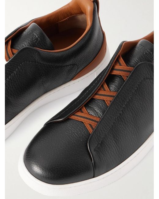 Zegna Triple StitchTM Slip-ons aus vollnarbigem Wildleder in Black für Herren