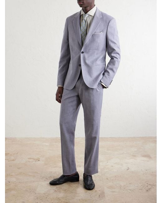 Mr P. Blue Wool, Silk And Linen-Blend Suit Jacket for men