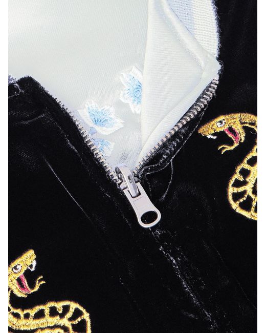Blue Blue Japan Blue Tora Ni Fuji Reversible Embroidered Velvet And Satin Bomber Jacket for men