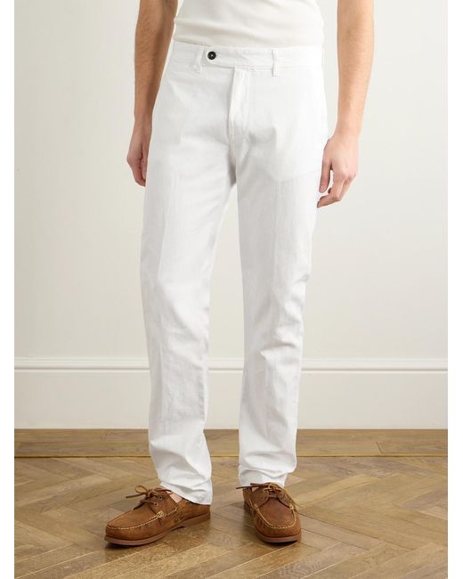 Massimo Alba White Winch2 Slim-Fit Straight-Leg Cotton And Linen-Blend Trousers for men