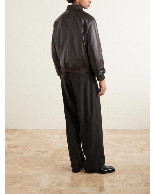 Valstar Gray Oversized Leather Bomber Jacket for men
