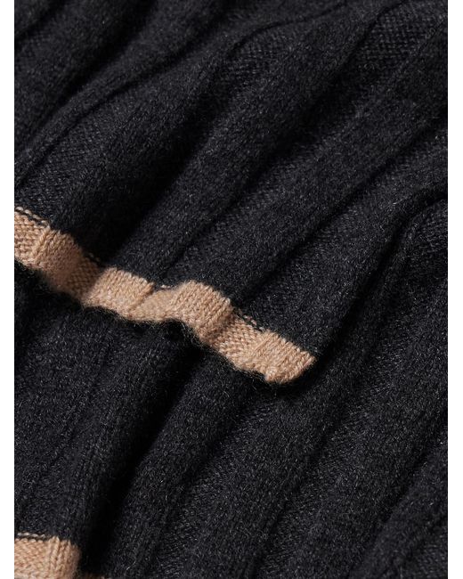 Brunello Cucinelli Blue Ribbed Cashmere Scarf for men