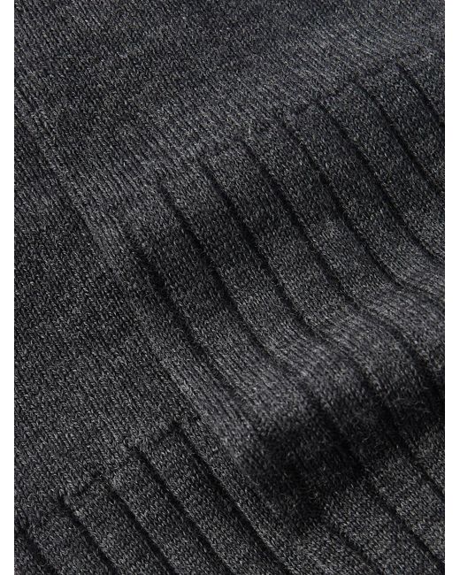 Brunello Cucinelli Black Ribbed Wool And Cashmere-Blend Socks for men