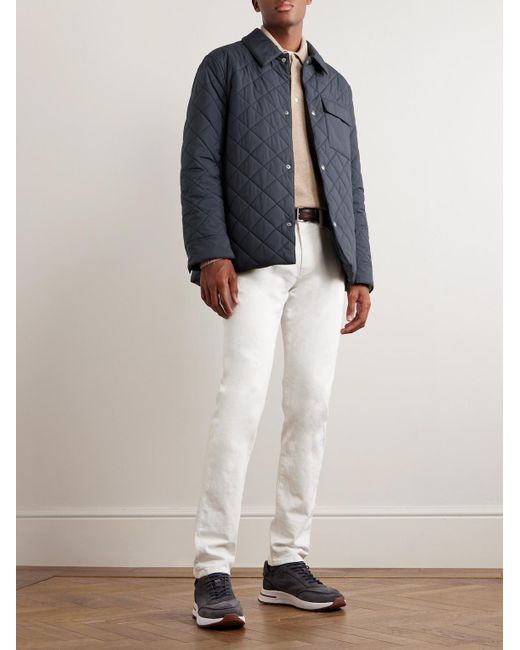 Loro Piana Blue Ampay Quilted Shell Shirt Jacket for men