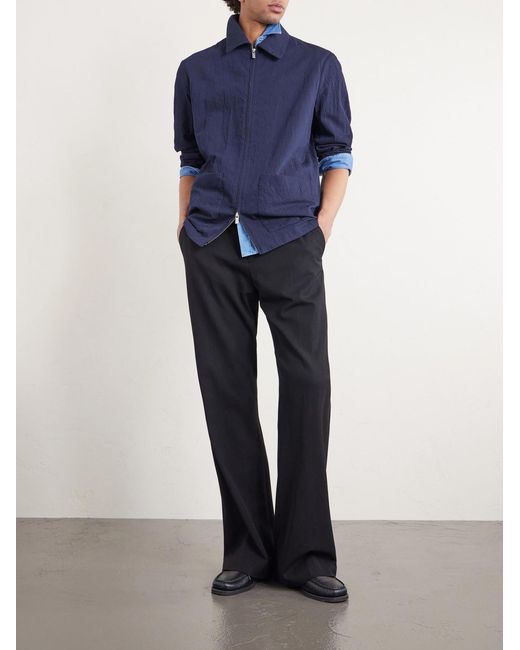 Barena Blue Crinkled Cotton-blend Overshirt for men
