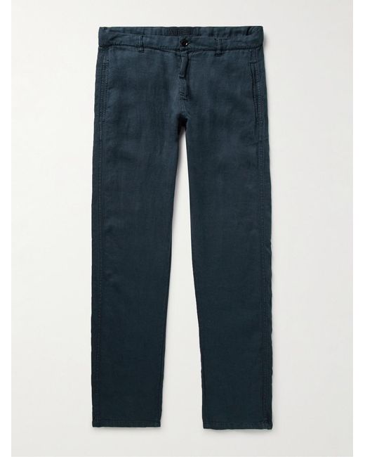 Aspesi Blue Slim-Fit Garment-Dyed Hemp-Gabardine Trousers for men
