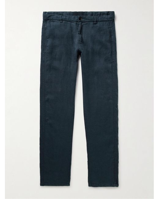 Pantaloni slim-fit in gabardine di canapa tinti in capo di Aspesi in Blue da Uomo