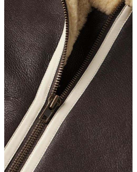 Bode Black Leather-Trimmed Shearling Jacket for men
