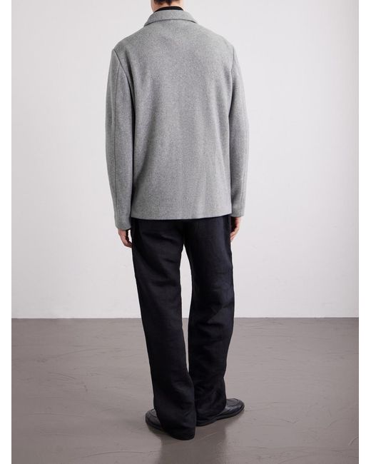 Barena Gray Cotton-Blend Felt Overshirt for men