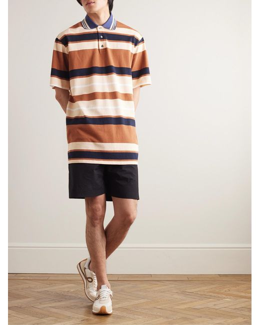 Loewe Multicolor Paula's Ibiza Striped Cotton And Linen-Blend Piqué Polo Shirt for men