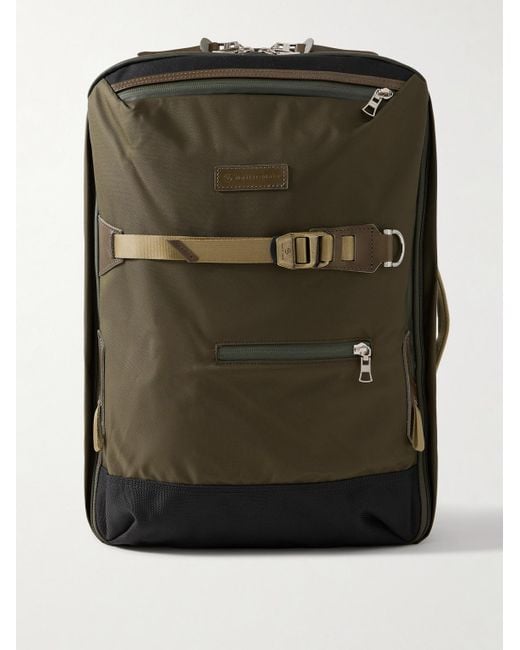 Master Piece Green Potential 2-Way Leather And Webbing-Trimmed Cordura Mastertex Backpack for men