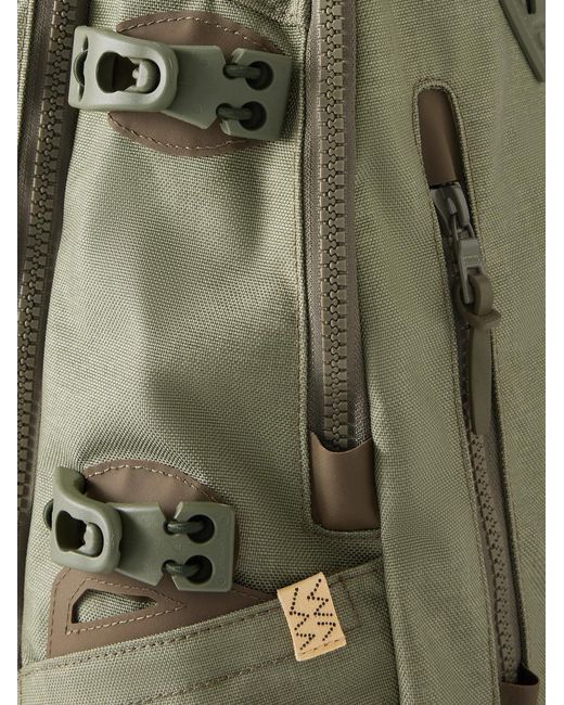 20L Leather-Trimmed Cordura Backpack di Visvim in Green da Uomo