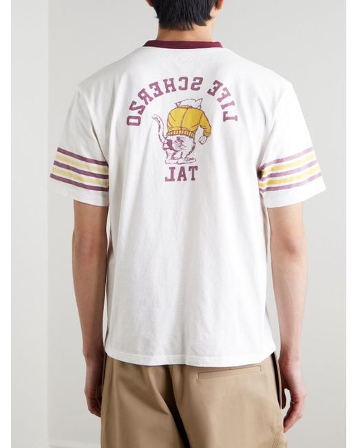 Kapital Natural Piped Printed Cotton-Jersey T-Shirt for men