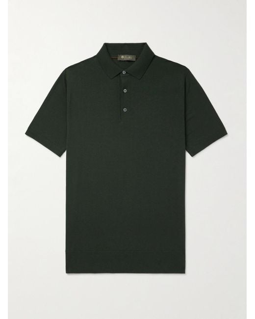 Loro Piana Green Wish Wool Polo Shirt for men