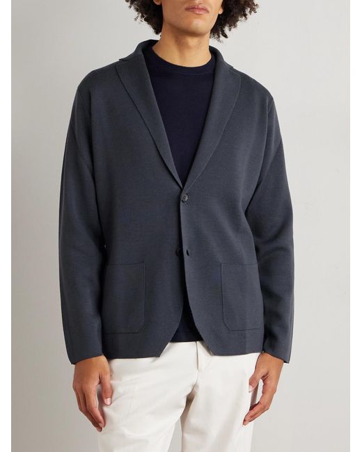 Thom Sweeney Blue Merino Wool Blazer for men