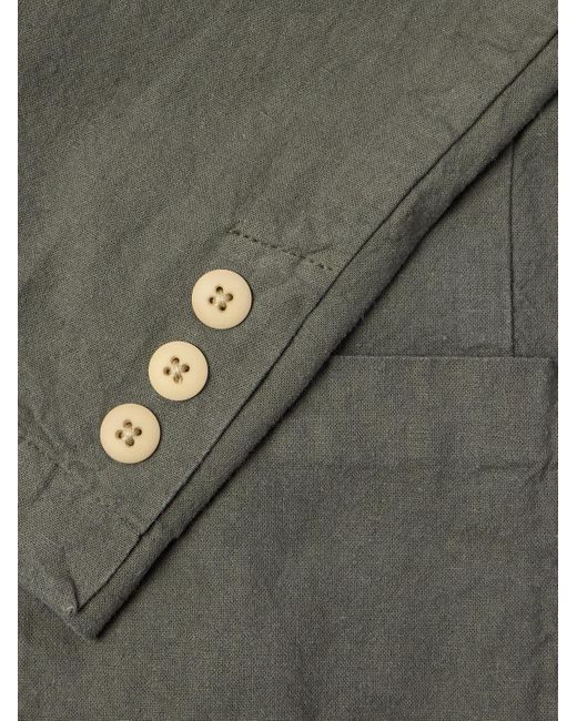 Folk Green Linen And Cotton-Blend Blazer for men