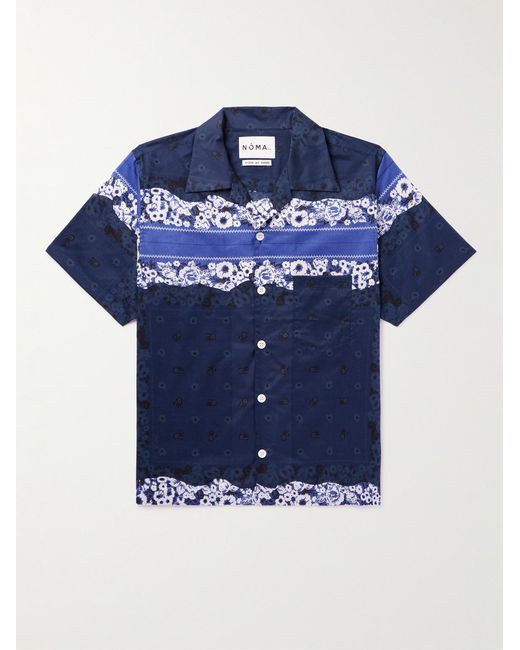 Noma T.D Blue Camp-Collar Printed Cotton-Sateen Shirt for men