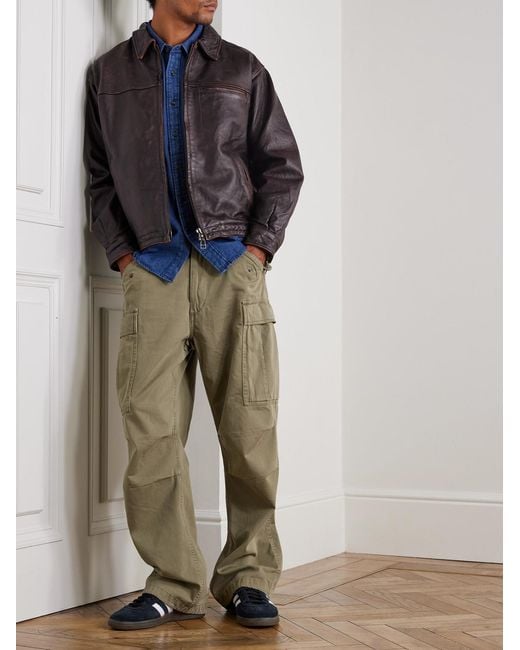 FRIZMWORKS Gray Distressed Leather Jacket for men