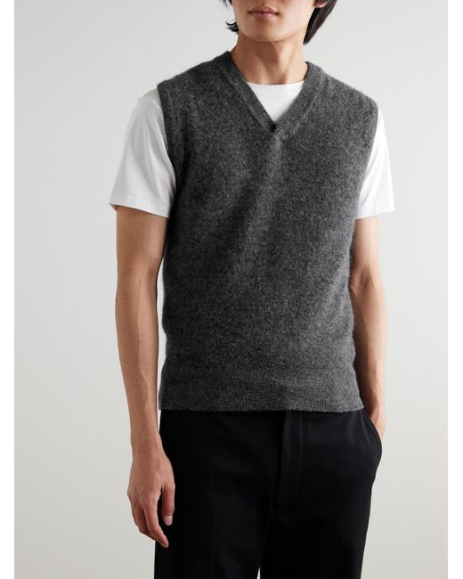 Oliver Spencer Black Graves Knitted Sweater Vest for men