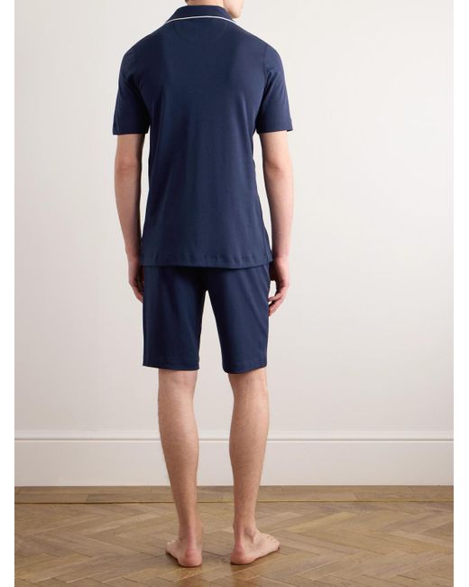 Polo Ralph Lauren Schmal geschnittener Pyjama aus Baumwoll-Jersey mit Logostickerei in Blue für Herren