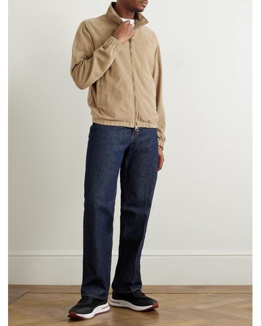 Loro Piana Natural Suede Zip-Up Bomber Jacket for men