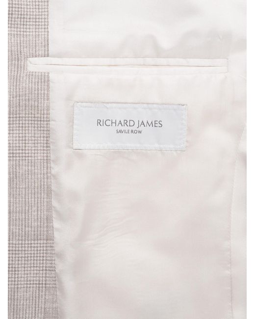 Richard James Natural Chapman Checked Virgin Wool Suit Jacket for men