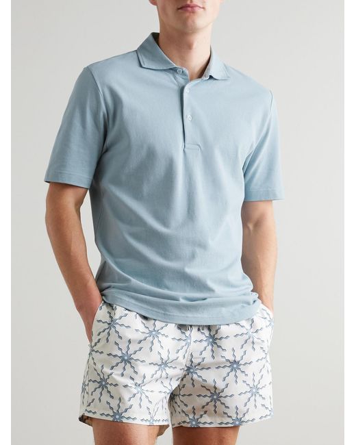 Frescobol Carioca Blue Luca Cotton Polo Shirt for men