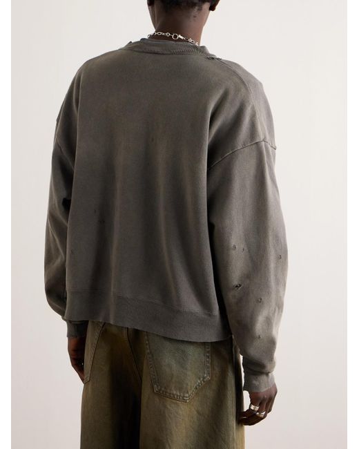 SAINT Mxxxxxx Gray Distressed Cotton-jersey Bomber Jacket for men