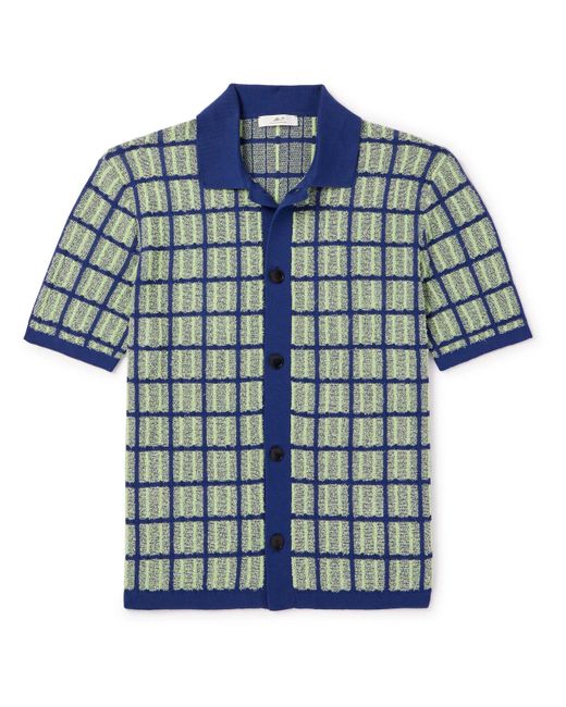Mr P. Blue Checked Cotton-blend Shirt for men