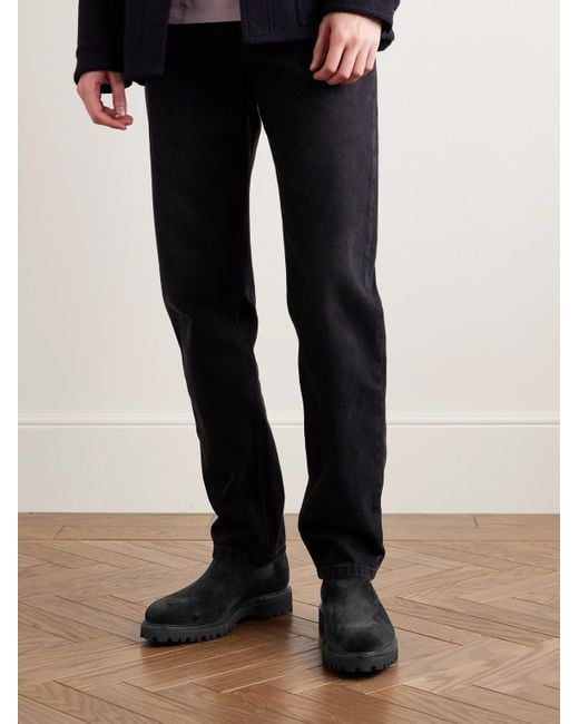 John Lobb Black Lawry New Standard Suede Chelsea Boots for men