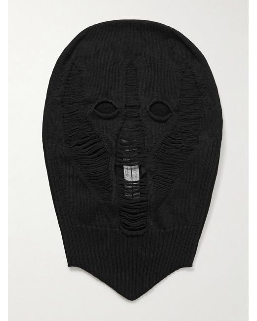 Rick Owens Black Distressed Wool Balaclava