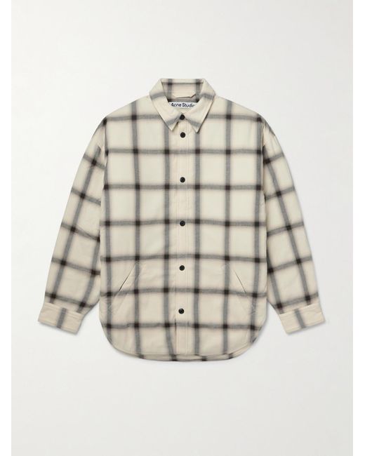 Acne Natural Osara Oversized Padded Checked Cotton-flannel Overshirt for men