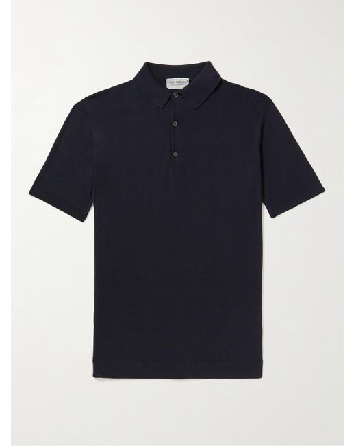 John Smedley Blue Adrian Slim-Fit Sea Island Cotton Polo Shirt for men