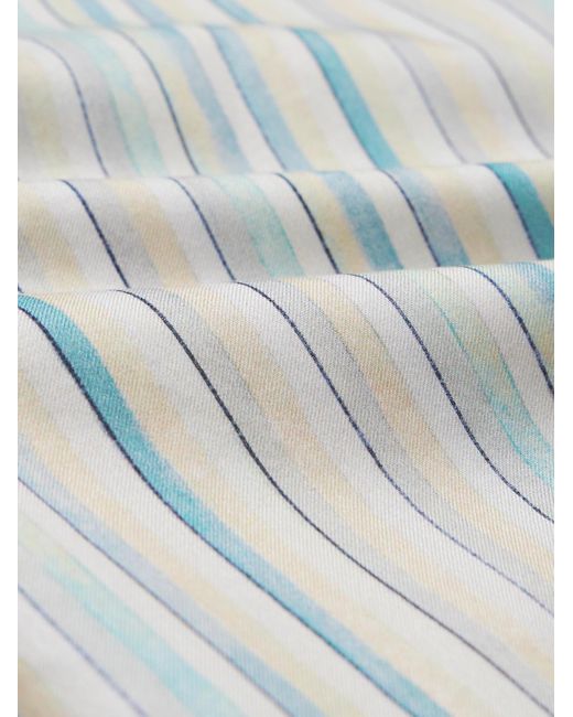 Paul Smith White Convertible-collar Striped Cotton-poplin Shirt for men