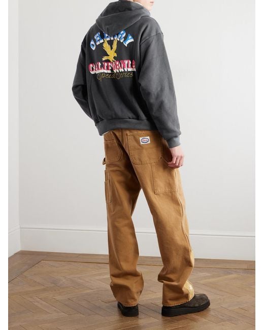 CHERRY LA Gray Speed Series Garment-Dyed Printed Cotton-Jersey Hoodie for men