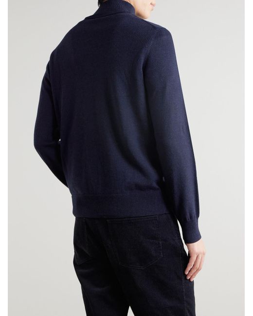 Merino Wool Half-Zip Sweater di Mr P. in Blue da Uomo