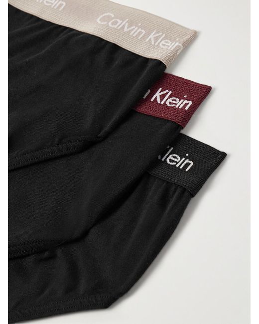 Calvin Klein Black Three-pack Stretch-cotton Briefs for men