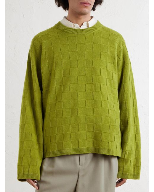 Culver Checked Cashmere Sweater di The Elder Statesman in Green da Uomo