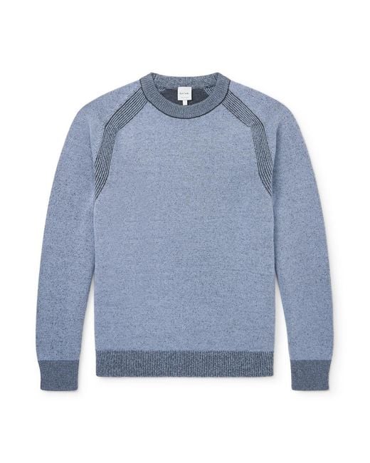 Paul Smith Blue Ribbed Wool Sweater for men