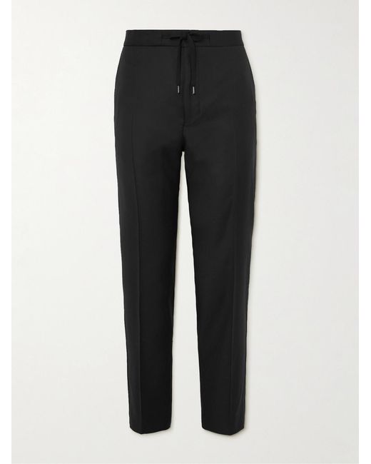 Mr P. Black Straight-Leg Virgin Wool Drawstring Tuxedo Trousers for men